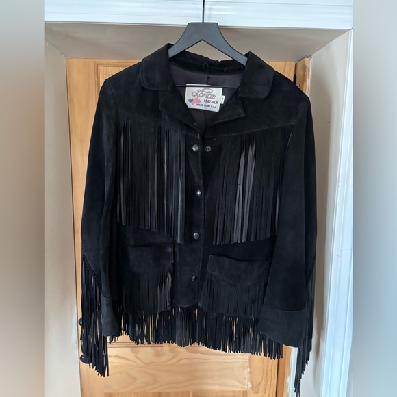 Lariat Jackets & Blazers - Black Suede Fringe Leather Jacket by